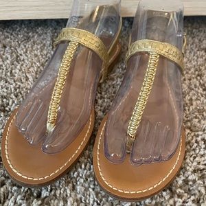 Gianni Bini Gold Flat Thong Sandals - Gently Worn - Size 8